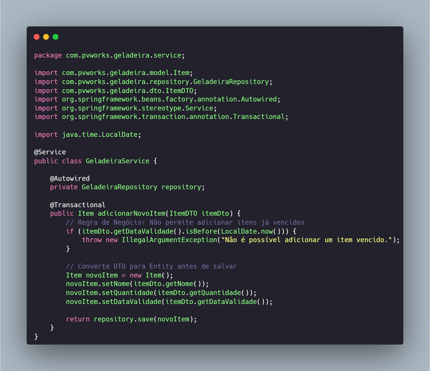 Screenshot do projeto Projeto de Geladeira em Java
